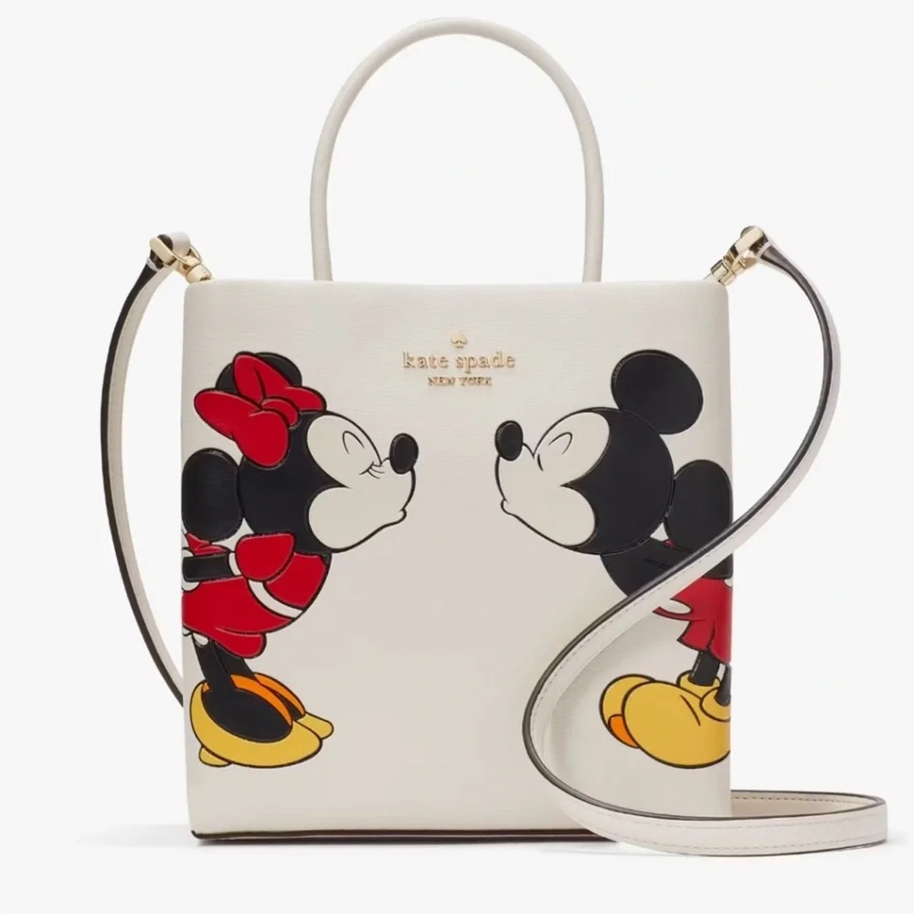 kate spade White Minnie & Mickey Leather Crossbody Bag